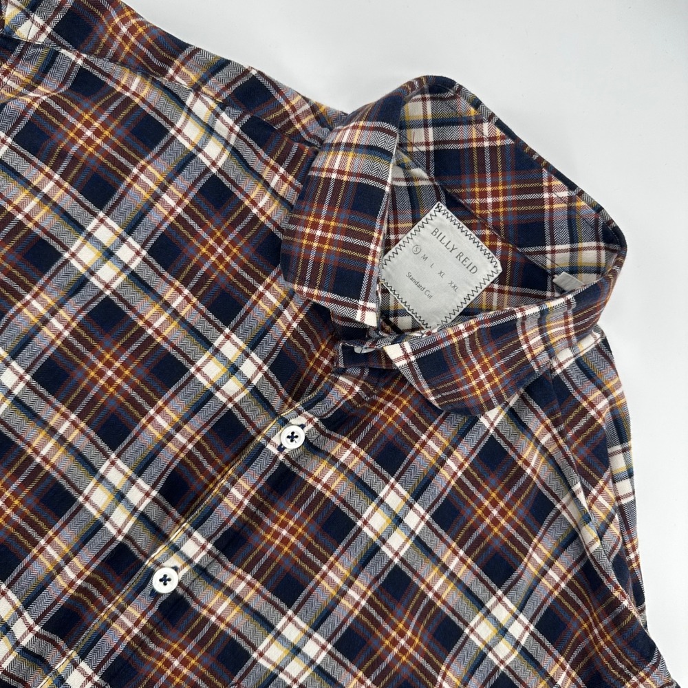 Billy Reid Men's Small Plaid Flannel Shirt Men Long Sleeve Button Up Standard